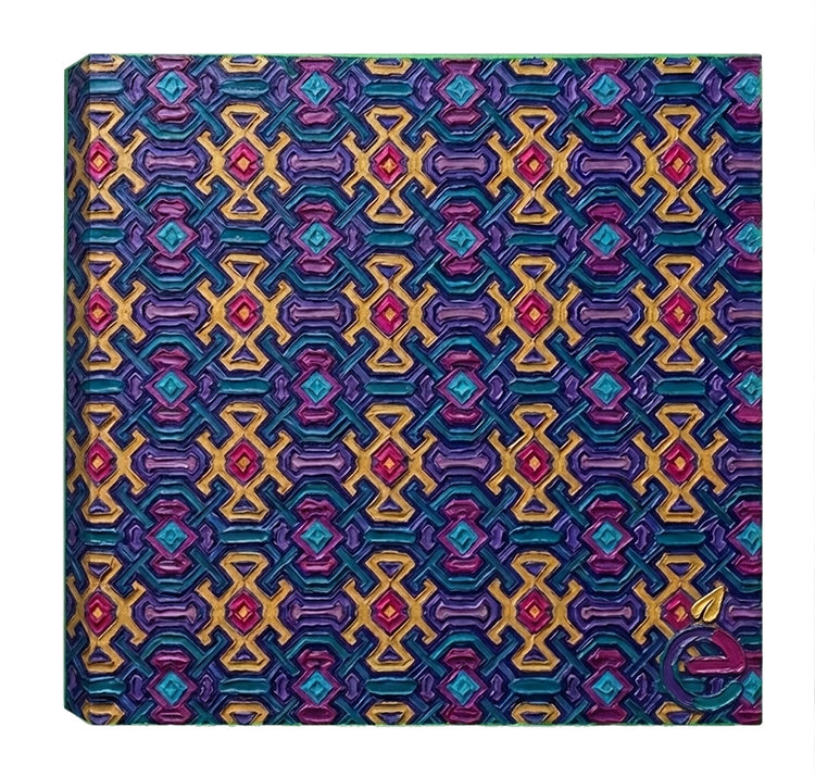 Euphoric Life shipibo-conibo art on wrapped canvas.