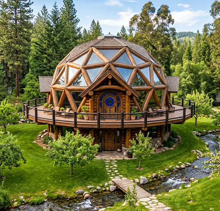 Euphoric World log cabin dome.